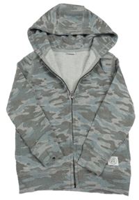 Sivo-modrá army prepínaci mikina s kapucňou F&F