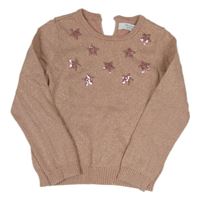 Svetloružová -zlatý sveter s hvězdičkami z flitrů Primark