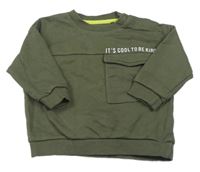 Nové- Khaki mikina s kapsou a nápisem F&F