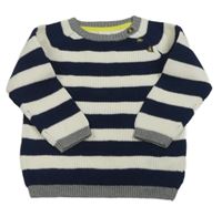 Tmavomodro-bielo-sivý pruhovaný sveter H&M