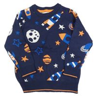 Tmavomodrý sveter s vesmírom F&F