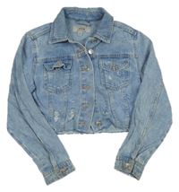 Modrá riflová crop bunda s prošoupáním New Look