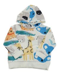 Bílá mikina se zvířátky a kapucí 