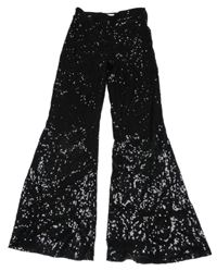 Černé flare kalhoty s flitry H&M