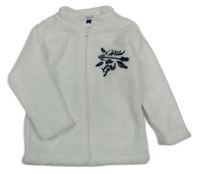 Biela chlpatá prepínaci mikina s výšivkou Lupilu