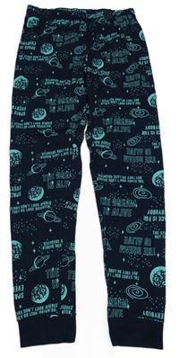 Tmavomodré pyžamové kalhoty s planetami L&D