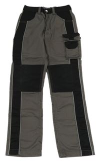 Šedo-černé pracovní kalhoty s kapsou 