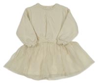 Smetanové teplákovo/tylové šaty Zara 