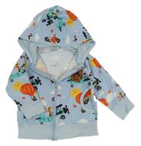 Smetanová propínací mikina s letadly a kapucí 