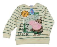 Nové - Smetanovo-zelená pruhovaná mikina s Tomíkem George 