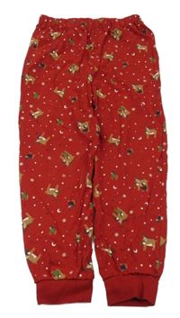 Červené pyžamové kalhoty se soby Tchibo