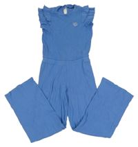 Modrý rebrovaný nohavicový overal s výšivkou Persival