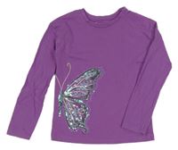 Fialové triko s motýlem Nutmeg