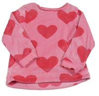 Ružová plyšová mikina so srdiečkami George