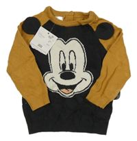 Nové - Pískovo-tmavošedý svetr s Mickeym Disney 