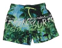 Modré plážové kraťasy s palmami C&A