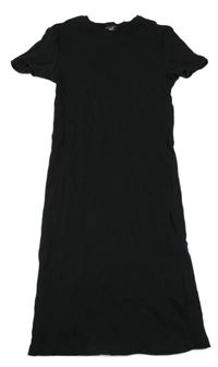 Čierne rebrované midi šaty New Look