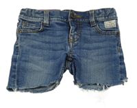 Tmavomodré rifľové rozstrapkané é kraťasy Mexx