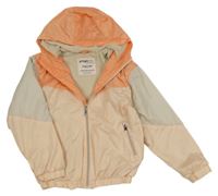 Broskvovo-oranžovo-béžová šušťáková jarná bunda s kapucňou Page one young