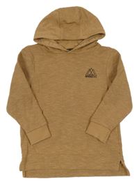 Béžová mikina s potlačou a kapucňou George