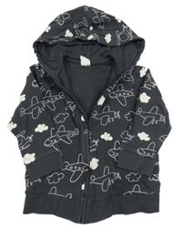 Sivá prepínaci mikina s lietadly a kapucňou H&M