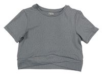Sivé vzorované crop športové tričko Zara