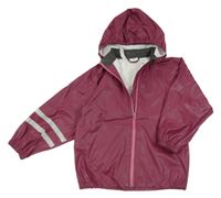 Tmavorůžová nepromokavá puntíkatá bunda s odepínací kapucí H&M