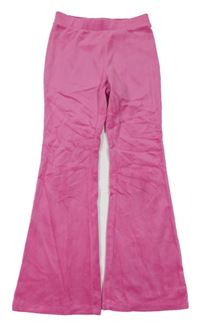 Ružové plyšové flare nohavice H&M