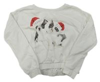 Biela crop mikina s pejsky H&M