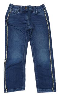 Tmavomodré teplákové rifle s prúžkami a srdiečkom C&A