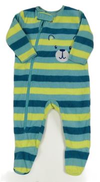 Pruhovaný fleecový overal s medvedíkom St. Bernard