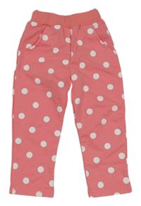 Růžovo-bílé puntíkaté tepláky