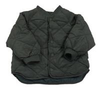 Tmavošedá prošívaná šusťáková zateplená bunda ZARA