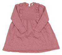 Ružové melírované svetrové šaty so trblietkami a volánikmi M&S