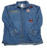 Modrá lehká riflová halenka s nášivkami C&A