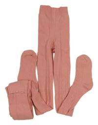 2x - Korálové rebrované pančuchy PRIMARK