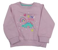 Lila mikina s dinosaurom a dúhou impidimpi