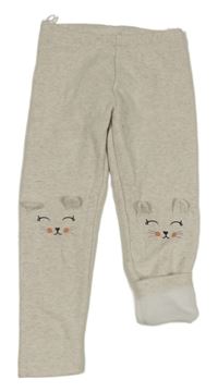 Světlebéžové melírované teplákové zateplené legíny se zajíčky C&A