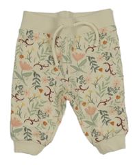 Smotanové tepláky s kvietkami a větvičkami PRIMARK