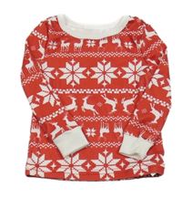 Červeno-bílé vzorované pyžamové triko s vločkami SHEIN