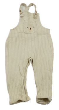 Světlebéžové žebrované laclové tepláky s medvídkem/kapsou Matalan