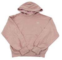 Pudrová mikina s písmenky a vreckom a kapucňou H&M