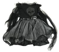 Kockovaným - Čierno-strieborné šaty s lebkou a cvokmi  George