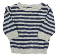 Bielo-tmavomodrý pruhovaný sveter Next