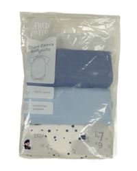 Nové - 3x - Body - bílé s hvězdičkami, světlemodré, modré F&F