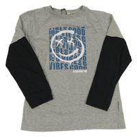 Sivo-čierne melírované tričko so smajlíkom a nápismi Kangaroo Poo