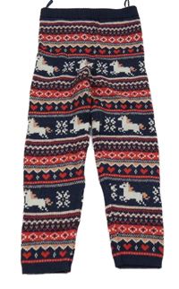 Tmavomodro-červené vzorované kamaše s koníky a srdiečkami C&A