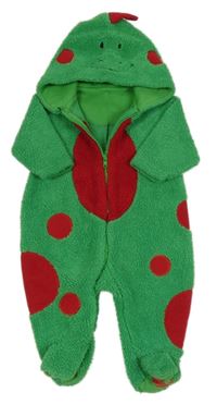 Zeleno-červená huňatá kombinéza s kapucí - drak Mothercare