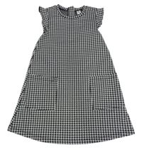 Čierno-svetlosivé vzorované šaty s volánikmi Tu