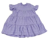 Fialové mačkané šaty s volánikmi SHEIN